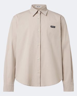 Miu Miu Cotton-Blend Poplin Shirt - Natural