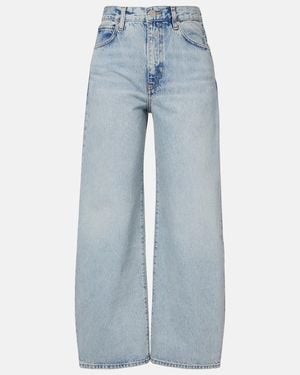 FRAME The Bow Crop Barrel-Leg Jeans - Blue