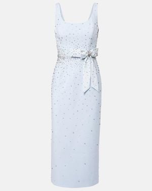 Carolina Herrera Bow-Detail Crystal-Embellished Midi Dress - Blue