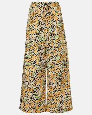 Marni Printed Cotton Wide-Leg Trousers - Yellow