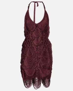 Ferragamo Silk Cord Jacquard Dress - Red