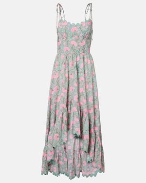 Juliet Dunn Floral Cotton Midi Dress - White