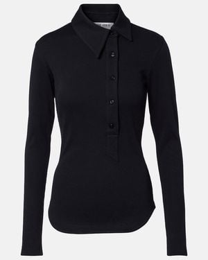The Attico Ribbed-Knit Cotton Jersey Top - Blue