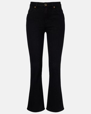 KHAITE Jeans Flared Vivian Cropped De Tiro Alto - Negro