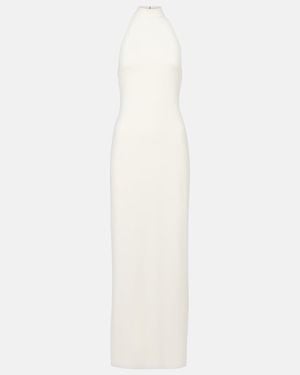 claire satin drape back maxi dress Claire Satin Drape Back Maxi Dress with Split - Green