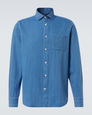 Frescobol Carioca Emilio Herringbone Denim Shirt - Blue
