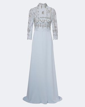 Costarellos Verzierte Robe Brona Aus Crepe Mit Spitze - Blau