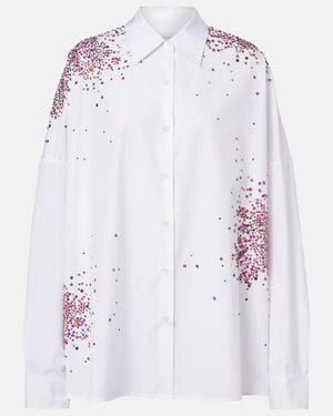 Dries Van Noten Oversized Sequined Cotton Shirt - White