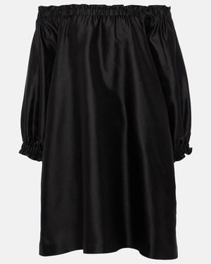 Max Mara Lepre Off-Shoulder Silk And Cotton Minidress - Black