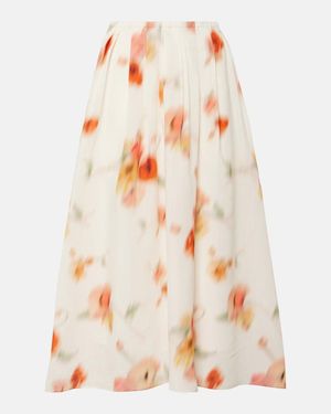 Vince Floral Gathered Midi Skirt - Pink