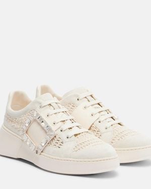 Roger Vivier Viv Skate Suede-Trimmed Platform Trainers - White