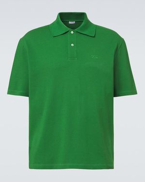 Loewe Logo Embroidered Cotton Polo Shirt - Green