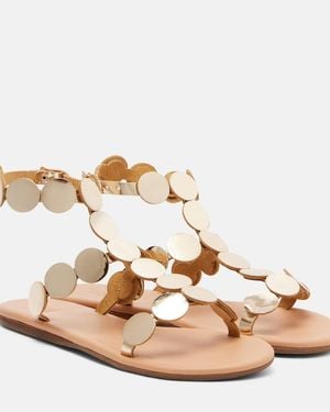 Ancient Greek Sandals Sandalias Gladiador Triton De Piel Metalizada Adornadas - Neutro