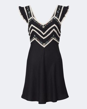 RIXO London Diaz Embroidered Lace-Trimmed Minidress - Black