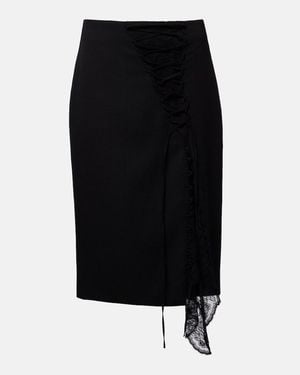 McQueen Falda Tubo Con Encaje - Negro