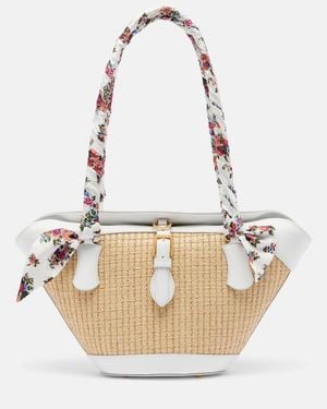 Dolce & Gabbana Capri Medium Leather-Trimmed Raffia Tote Bag - White