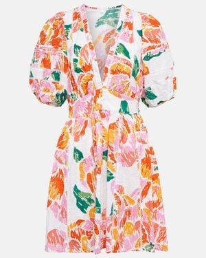 Poupette Reina Printed Cotton Minidress - Red