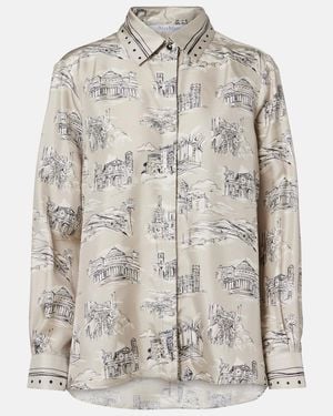 Max Mara Fado Printed Silk Shirt - Natural