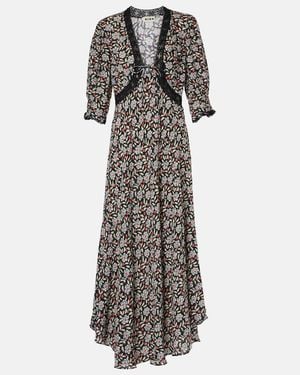RIXO London Women's Amina Carnation Slate Crepe Midi Dress 14 - Black