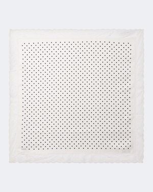 Posse Junia Polka-Dot Lace-Trimmed Silk Scarf - White