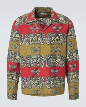 Bode Tennis Court Printed Cotton And Silk Shirt - Multicolour
