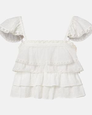 Poupette Top Anya De Algodon Con Volantes - Blanco