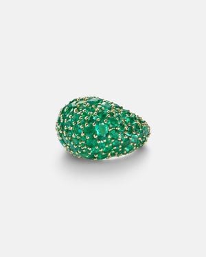 Octavia Elizabeth Green Earth Dome 18kt Gold Ring With Emeralds