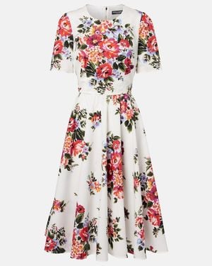 Dolce & Gabbana Floral Cotton Midi Dress - Red