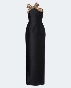 Rebecca Vallance Venus Embellished Crepe Bustier Gown - Black