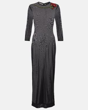 Simone Rocha Crystal-Embellished Sheer Cocktail Dress - Black