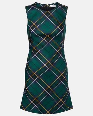 McQueen Tartan Wool Minidress - Green