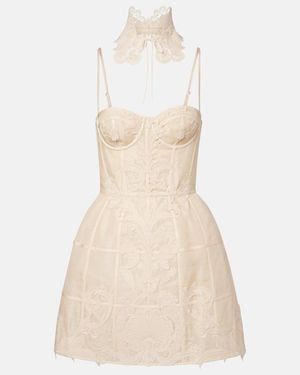 Zimmermann Rebellion Linen And Silk Bustier Dress - Natural