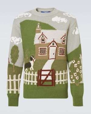 Junya Watanabe Pullover Aus Baumwolle Und Wolle - Grün