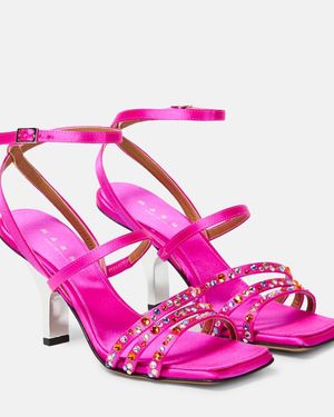 Marni Embellished Satin Sandals - Pink