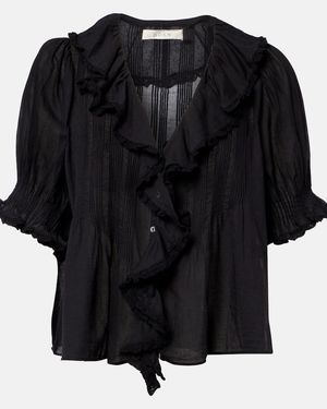 Doen Henri Cotton Voile Top - Black
