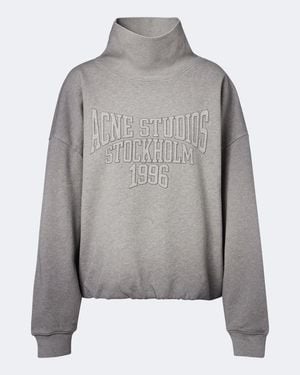Acne Studios Logo Cotton Fleece Sweatshirt - Grey