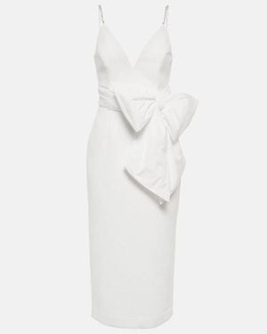 Rebecca Vallance Bridal Genevieve Bow-trimmed Crepe Midi Dress - White