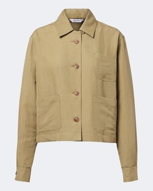 Max Mara Linen And Silk Twill Blouson Jacket - Natural