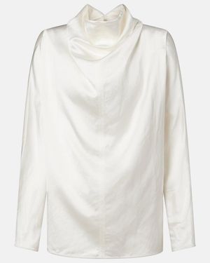 TOTEME Draped Satin Blouse - White