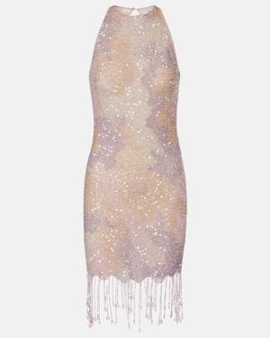 Clio Peppiatt Minikleid Mit Pailletten - Natur