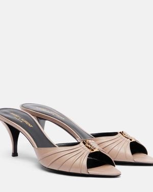 Saint Laurent Babylone 60 Leather Mules - Metallic