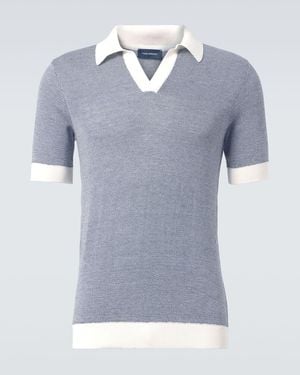 Thom Sweeney Cotton And Linen Polo Shirt - Grey