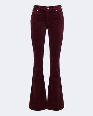 7 For All Mankind Leggy Cotton-Blend Velvet Flared Pants - Purple