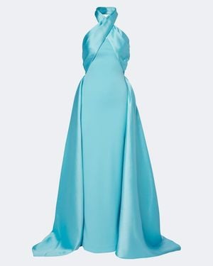 Solace London Vestido De Fiesta Rumi De Crepe Con Saten - Azul