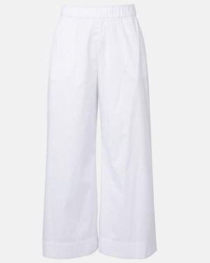 Max Mara Pece Cropped Cotton-Blend Wide-Leg Pants - White