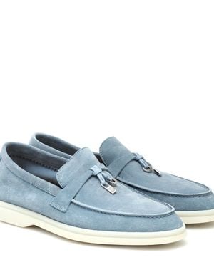 Loro Piana Summer Charms Walk Suede Loafers - Blue