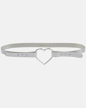 Blumarine Heart Crystal-embellished Belt - White
