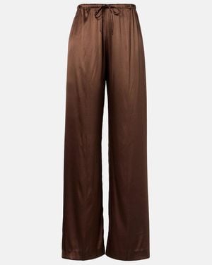 Dries Van Noten Mid-Rise Silk-Blend Straight Pants - Brown
