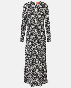 La DoubleJ Swing Printed Jersey Midi Dress - Black