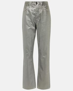 Veronica Beard Daniela Metallic High-Rise Straight Jeans - Grey